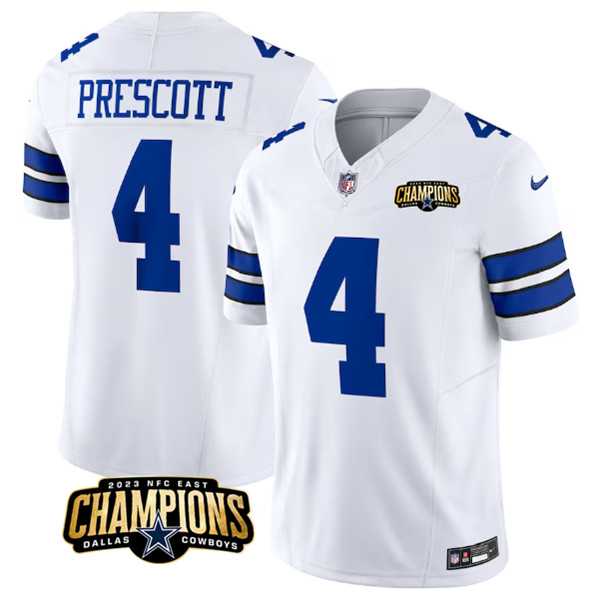 Men & Women & Youth Dallas Cowboys #4 Dak Prescott White 2023 F.U.S.E. NFC East Champions Patch Stitched Jersey->dallas cowboys->NFL Jersey